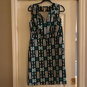 Banana Republic Black, White, and Green Midi Dress